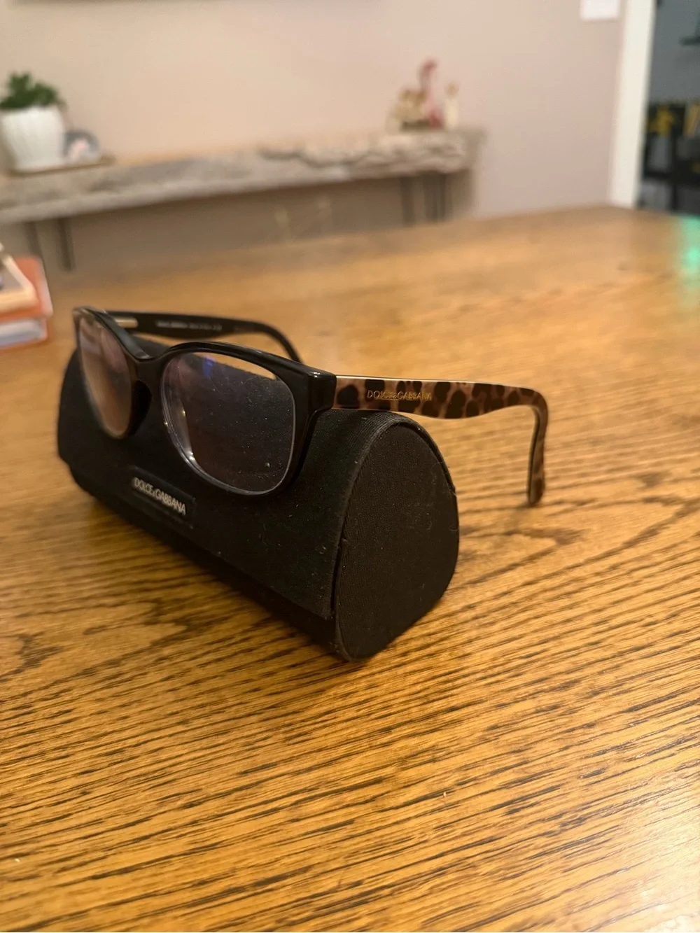 Dolce & Gabbana Matt Silk Eyeglasses-Black/Leopard